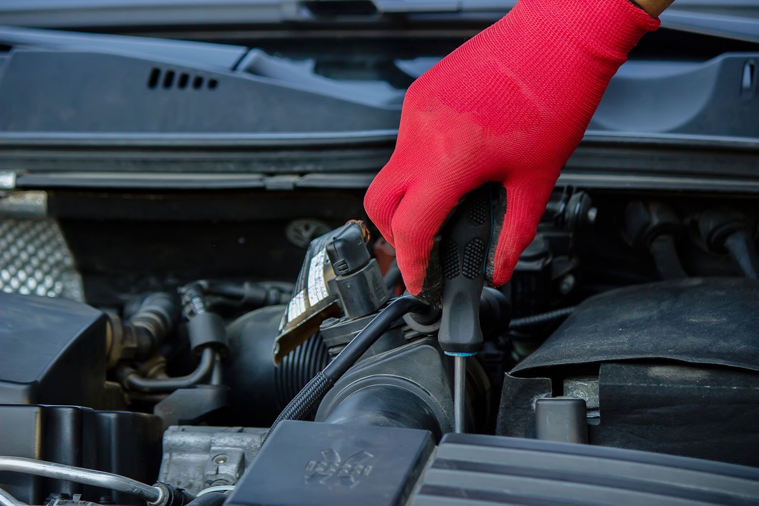 an-auto-mechanic-changing-oil-pours-oil-into-a-car